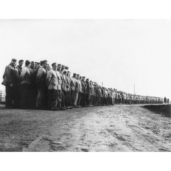 German Political Prisoners At A Labor Camp In 1935. Hundreds Of Prisoners Stand In Long Rows History
