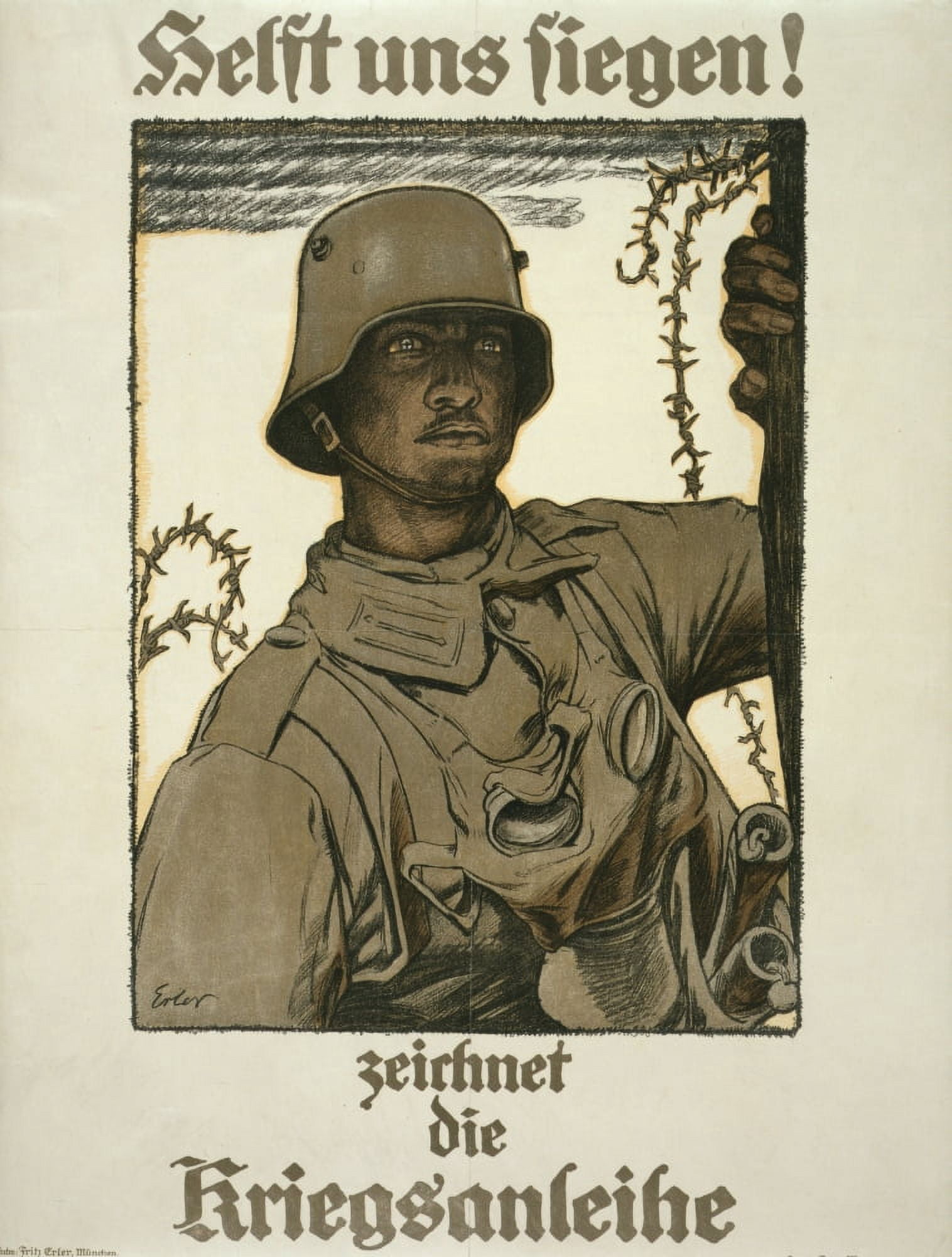 German Poster 1917 Help us triumph Canvas Art - Fritz Erler (18 x 24)