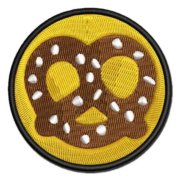 German Pretzel with Salt Applique Multi-Color Embroidered Hook & Loop Patch - 3.5 Inch Large