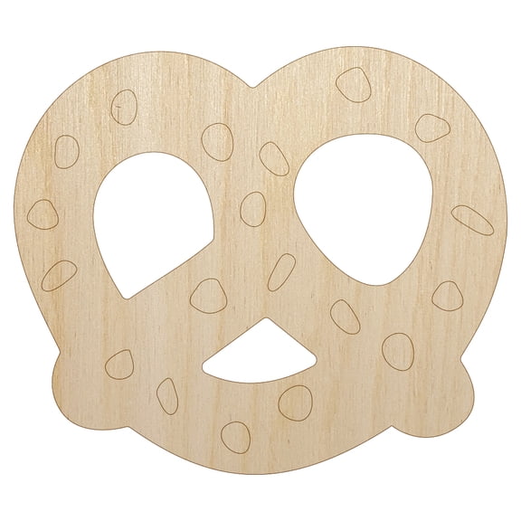 German Pretzel with Salt Wood Shape Unfinished Piece Cutout Craft DIY Projects - 4.70 Inch Size - 1/8 Inch Thick