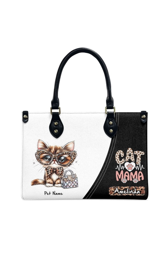 German Rex Cat Bag, Personalized Leather Handbags For Women - Personalized Bag with Name - Tote Bags for Mom Grandma - Custom Gifts Ideas for Her, Gift for Cat Lover, Cat Mom