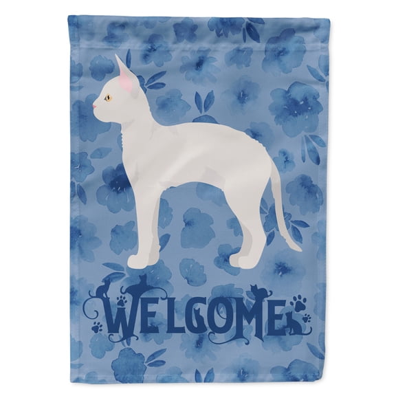 German Rex Style 3 Cat Welcome Flag Garden Size