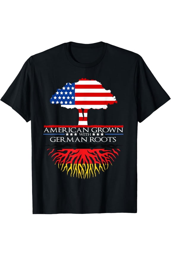 German Roots American Grown Tree Flag USA Germany T-ShirtPure cotton short-sleeved shirts for both men and women