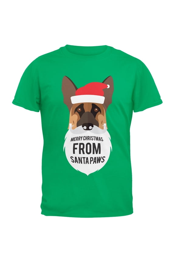 German Shepard Santa Ugly Christmas Sweater Green T-Shirt