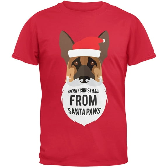 German Shepard Santa Ugly Christmas Sweater Red T-Shirt