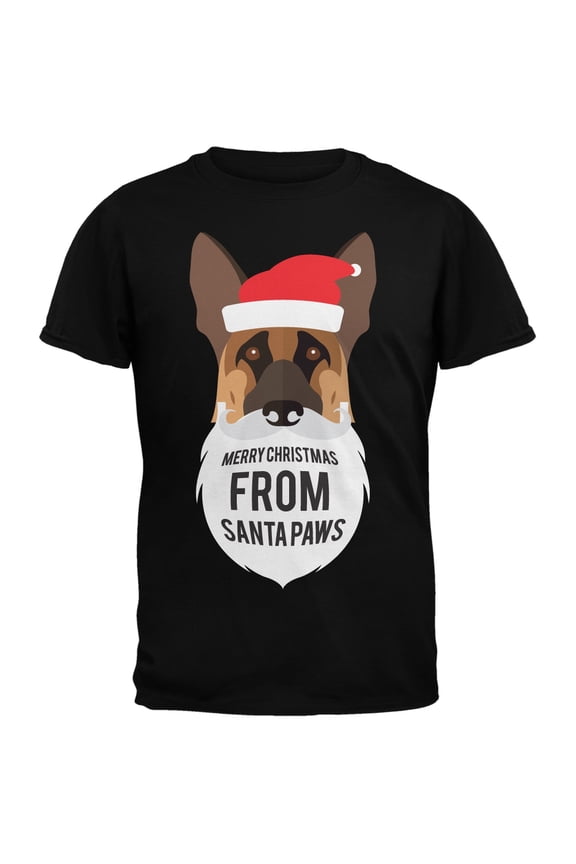 German Shepard Santa Ugly Christmas Sweater Youth Black T-Shirt