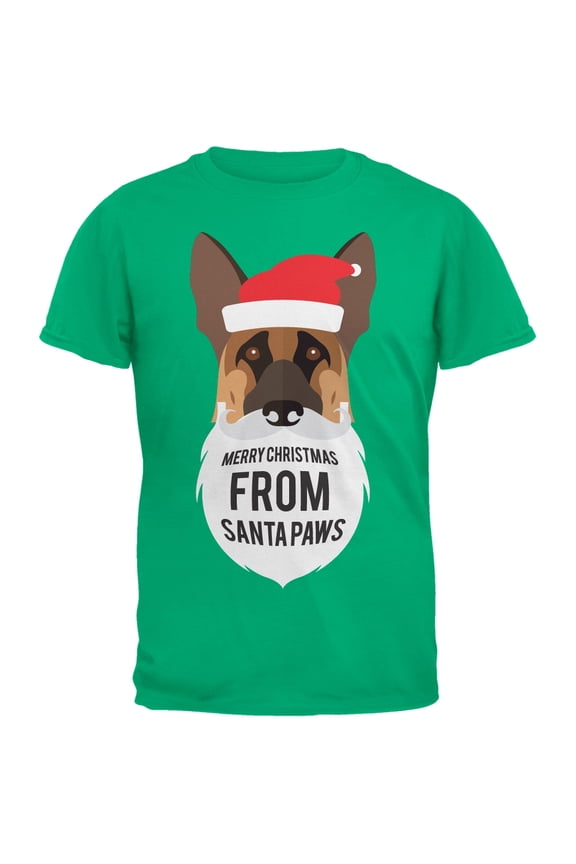 German Shepard Santa Ugly Christmas Sweater Youth Green T-Shirt