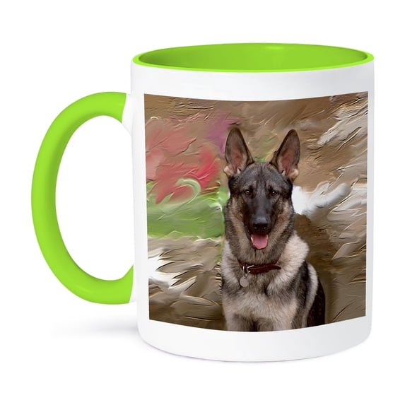 3dRose, German Shepherd, 11oz Two-Tone Green Mug