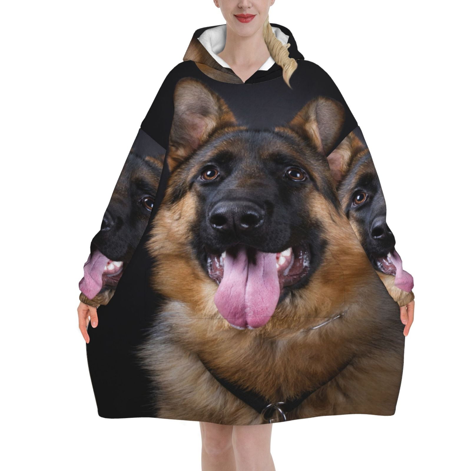 German Shepherd 3 Oversized Blanket Hoodie Wearable Blanket Hoodie For