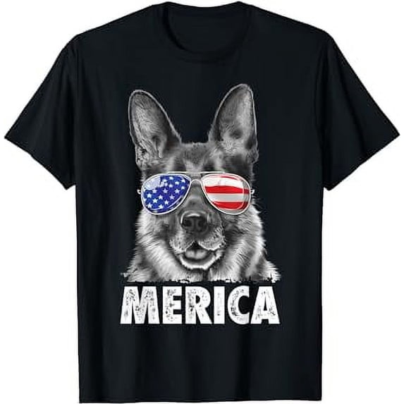 German Shepherd 4th of July Shirt Merica Men Women USA Flag T-Shirt