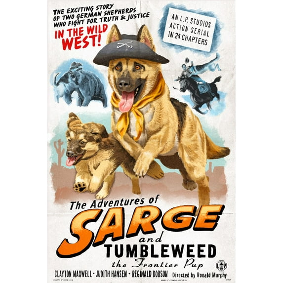 German Shepherd, Adventures of Sarge and Tumbleweed (24x36 Giclee Gallery Art Print, Vivid Textured Wall Decor)
