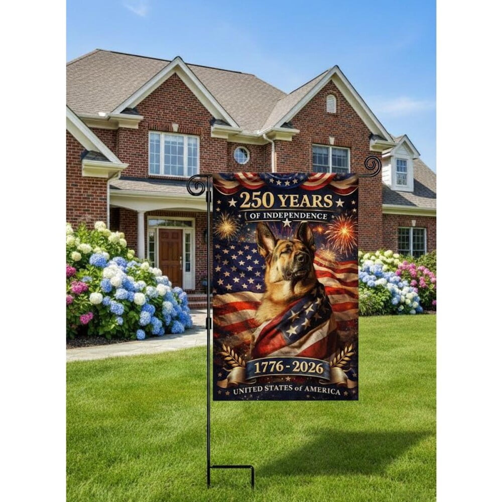 German Shepherd America 250 Years Dog Flag 12x18 POLE NOT INCLUDED Garden Flag