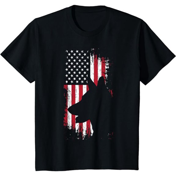 German Shepherd American Flag Shirt USA Patriotic Dog Gift T-Shirt