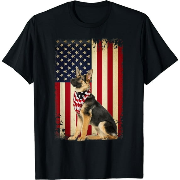 German Shepherd American Flag shirt Independence 4th of July T-Shirt
