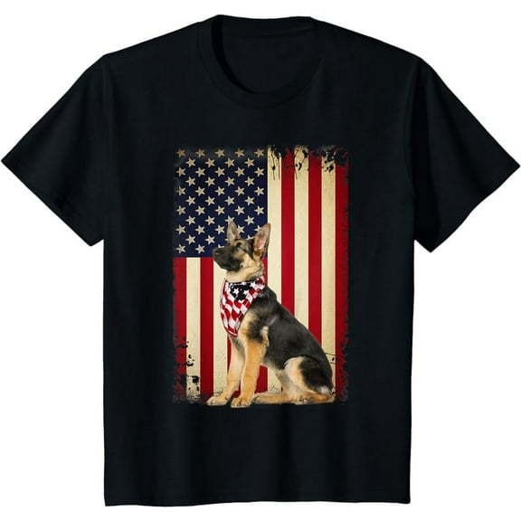 German Shepherd American Flag shirt Independence 4th of July T-Shirt