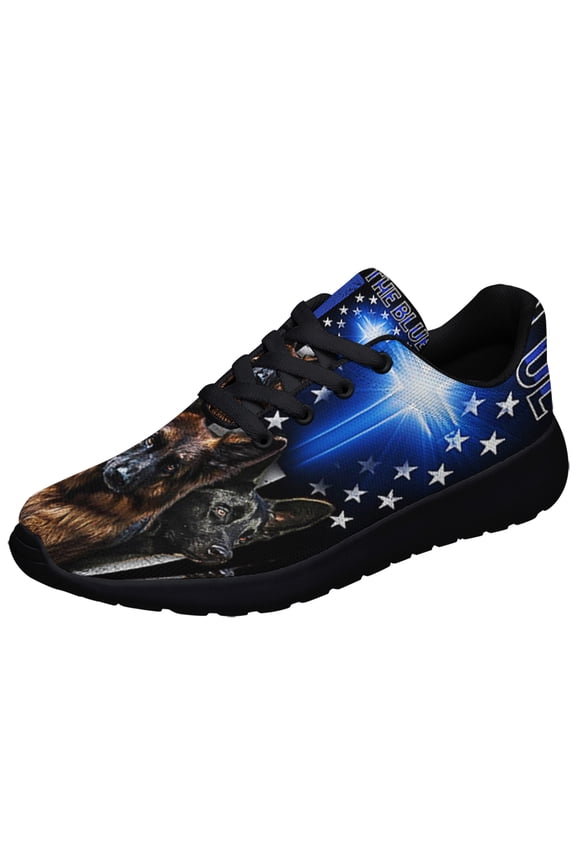 German Shepherd Back The Blue ChriStan Cross Shoes Sneakers Black Size 13