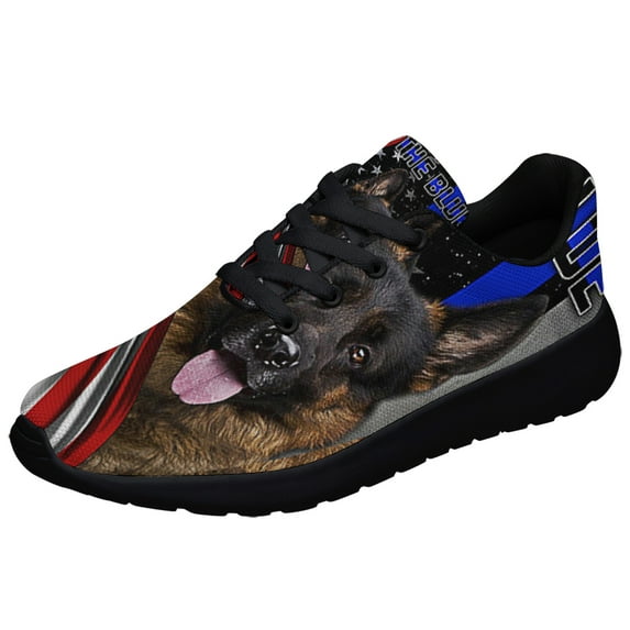 German Shepherd Back The Blue Shoes Sneakers Black Size 8.5