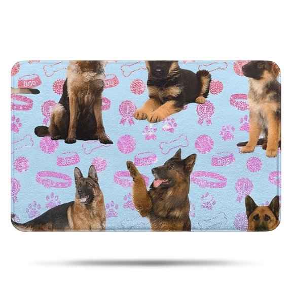 German Shepherd Bathroom Rugs Mat,Non Slip Microfiber Bathroom Rug,Rubber Backing,Soft Bathroom Mats for Bathroom Floor,Tub and Shower,17x27in(43x68cm)