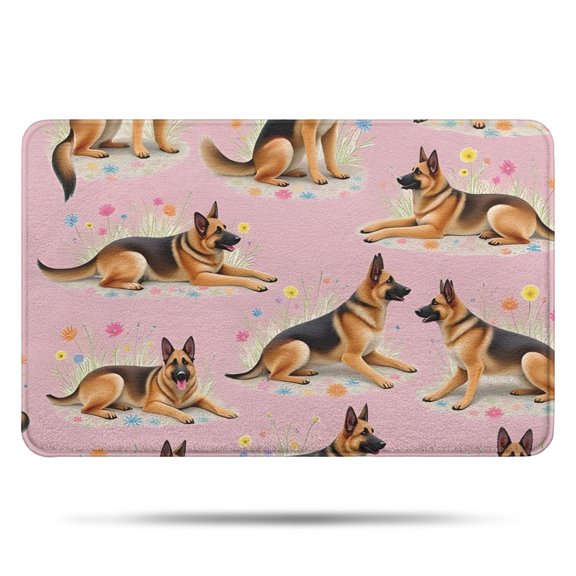 German Shepherd Bathroom Rugs Mat,Non Slip Microfiber Bathroom Rug,Rubber Backing,Soft Bathroom Mats for Bathroom Floor,Tub and Shower,17x27in(43x68cm)