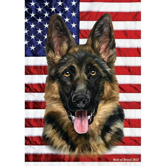 German Shepherd  - Best of Breed All-American Patriotic III Garden Flag
