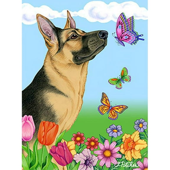 German Shepherd - Best of Breed Butterfly Garden Flag