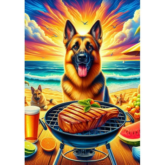 German Shepherd - Best of Breed DCR Summer Garden Flag 12" x 17"
