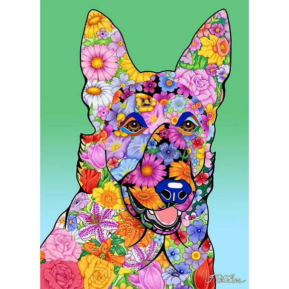 German Shepherd - Best of Breed Flowers Design Garden Flag