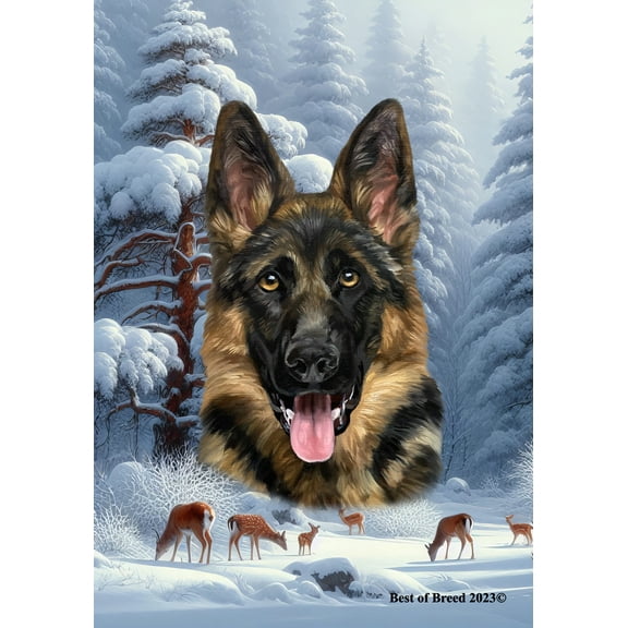 German Shepherd  - Best of Breed  Winter Wonderland Garden Flag