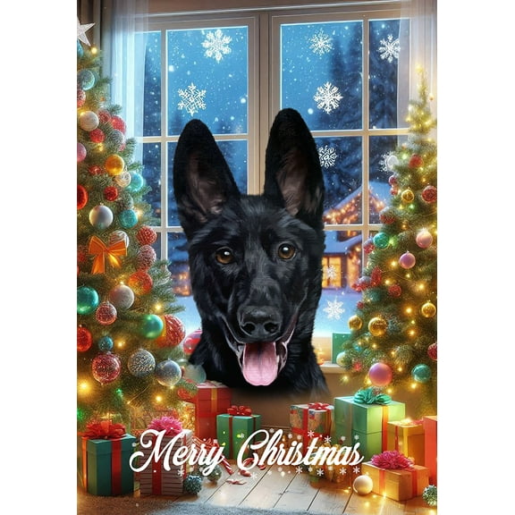 German Shepherd Black - Best of Breed Christmas Garden Flag