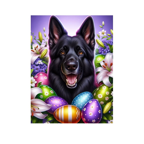 German Shepherd Black - Best of Breed DCR Easter Holiday Outdoor House Flag