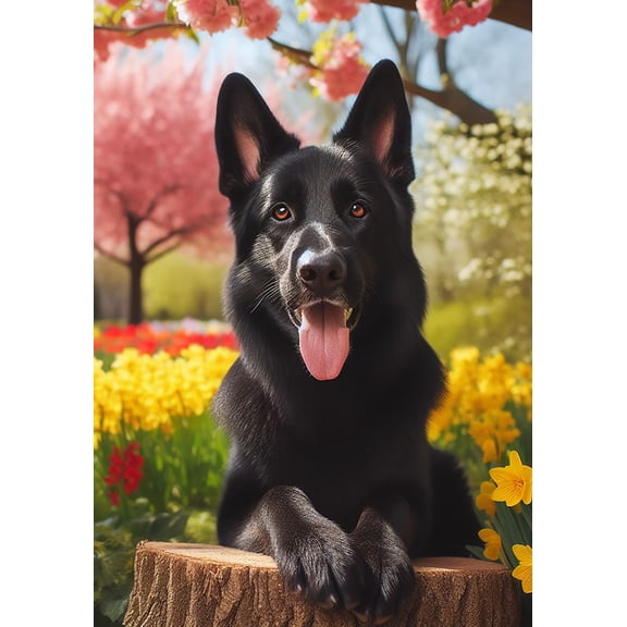 German Shepherd Black - Best of Breed DCR Spring Garden Flag 12" x 17"