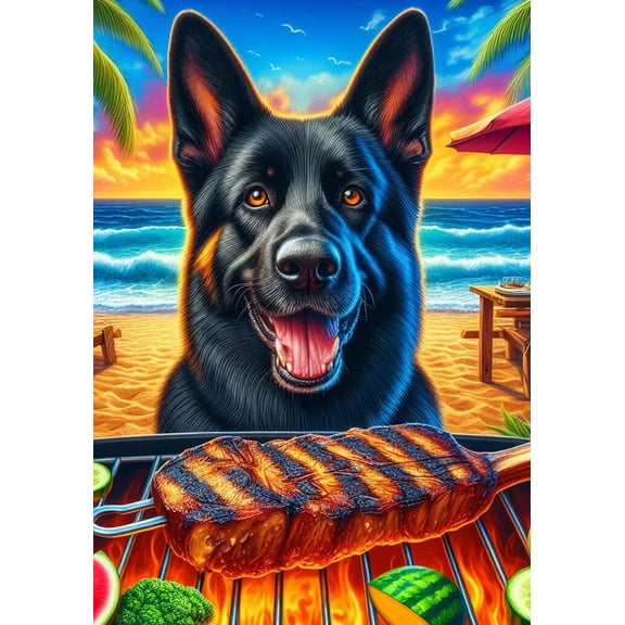 German Shepherd Black - Best of Breed DCR Summer House Flag 28" x 40"