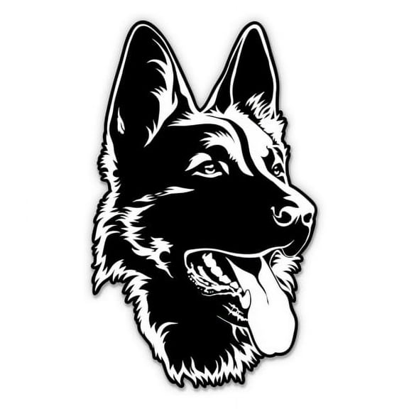 German Shepherd Black Contour - 5" Vinyl Sticker - For Car Laptop I-Pad - Waterproof Decal