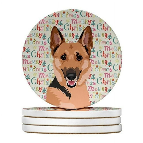 German Shepherd Black and Tan #1 Christmas Large Sandstone Coasters Pack of 4 4 in x 4 in