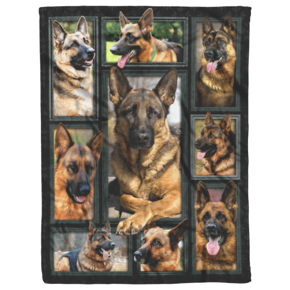 German Shepherd Blanket, 3D German Shepherd Fleece, Sherpa Blanket