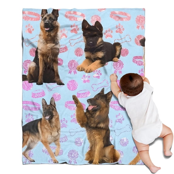 German Shepherd Blanket,Comfortable Soft Lamb Wool Throw Blanket,All Season,Warm Lightweight Blankets for Sofa Bed Couch Living Room Chair,30"x40"