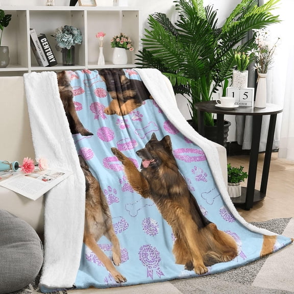 German Shepherd Blanket,Comfortable Soft Lamb Wool Throw Blanket,All Season,Warm Lightweight Blankets for Sofa Bed Couch Living Room Chair,50"x60"