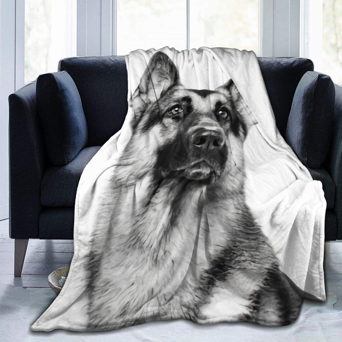 German Shepherd Blanket Dog Flannel Throw Bed Blankets Cozy Lightweight