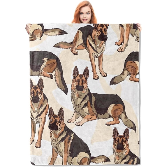 German Shepherd Blanket, Dog-Themed Fleece Throw with German Shepherd Design, Soft Cozy Lightweight Blanket, for Dog Lovers, 40x50 in,Decor