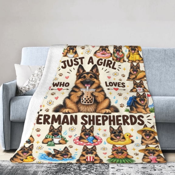 German Shepherd Blanket Flannel Throw Dog Lover Gift for Women 60x50