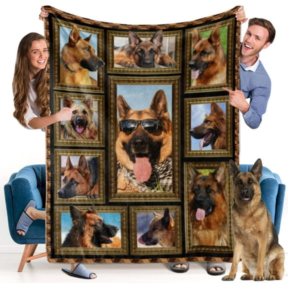 German Shepherd ​Blanket - Fleece Throw Blanket for Couch Super Soft Cozy Bed Blanket Lightweight Plush Fuzzy Blankets and Throws for Sofa, Twin Size 60 x 80 Inch, Gift for Dog Lover