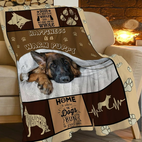 German Shepherd Blanket Funny German Shepherd Dog Throw Blanket for Girls Boys Super Soft Cozy Fleece Cute Animal Blanket Fuzzy Blankets for Couch Sofa Bed Gifts for Kids Adults 60"x50"
