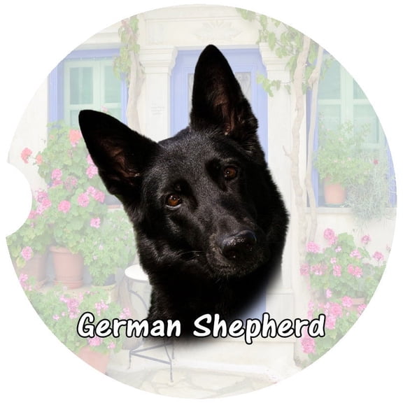 German Shepherd Car Coaster, Absorbent Stoneware Car Cup Holder Coaster, Set of 2