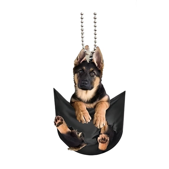 German Shepherd Car Hanging Ornament, 2D Flat Acrylic Dog Charm, Car Mirror Decor, Cute Car Accessories, Hanging Decoration for Home Backpack, Single Piece