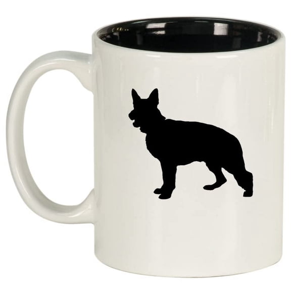 German Shepherd Ceramic Coffee Mug Tea Cup Gift for Her, Him, Women, Men, Wife, Husband, Mom, Dad, Boyfriend, Son, Cute, Birthday, Anniversary, Puppy, Police Dog, Canine, Dog Lover (11oz White)