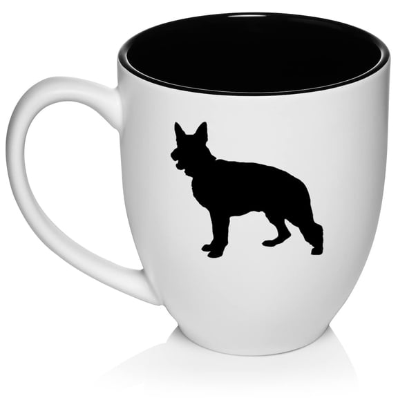 German Shepherd Ceramic Coffee Mug Tea Cup Gift for Her, Him, Women, Men, Wife, Husband, Mom, Dad, Boyfriend, Son, Cute, Birthday, Anniversary, Puppy, Police Dog, Canine, Dog Lover (16oz White)