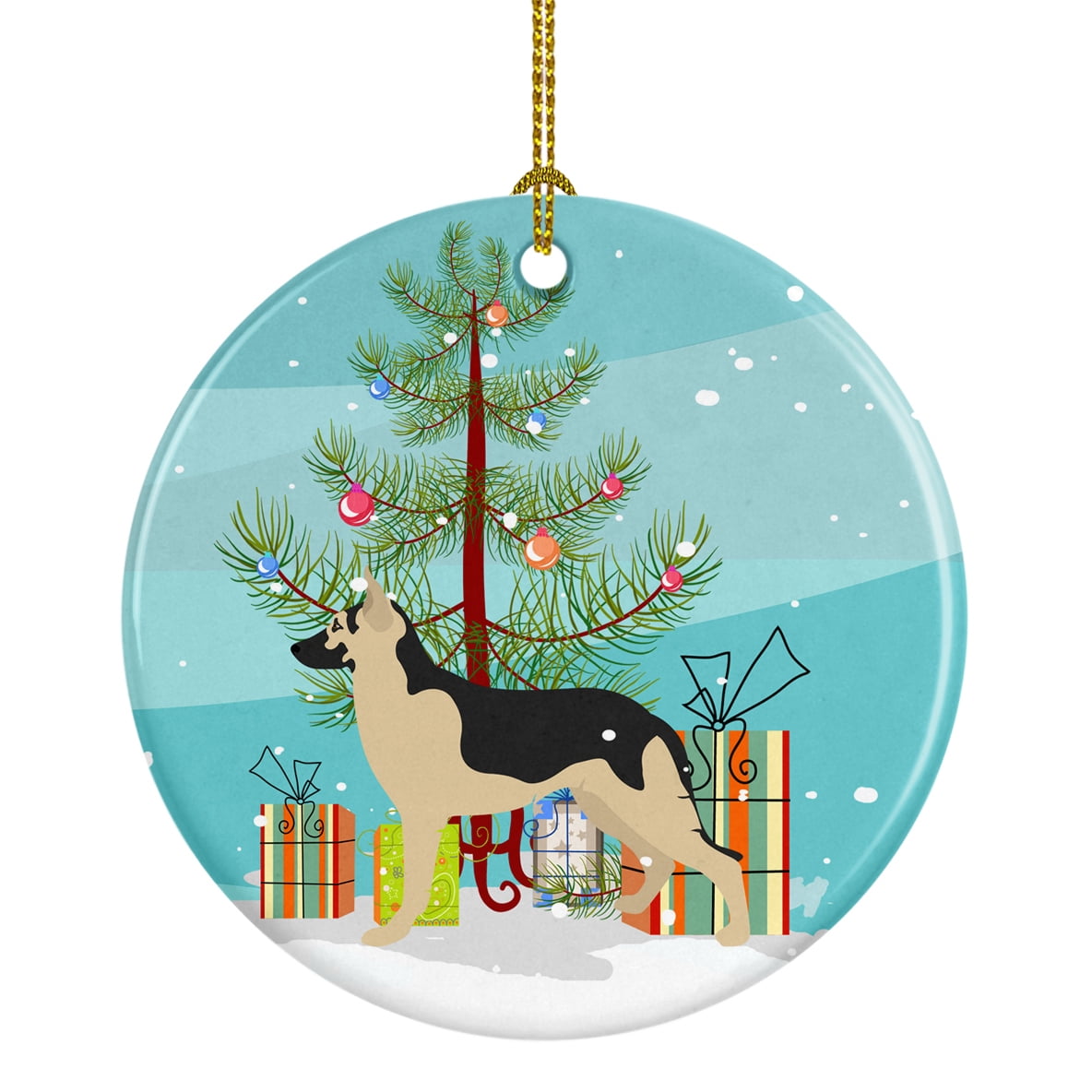 German Shepherd Christmas Ceramic Ornament