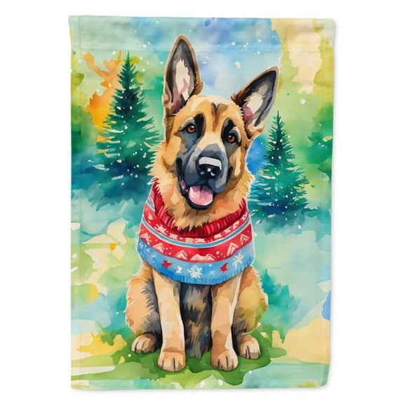 German Shepherd Christmas House Flag 28 in x 40 in