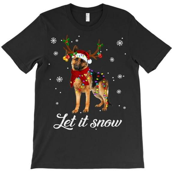 German Shepherd Christmas Let It Snow Funny Dog Lover Holiday Graphic T-Shirt - Must-Have G8746, Up to 5XL