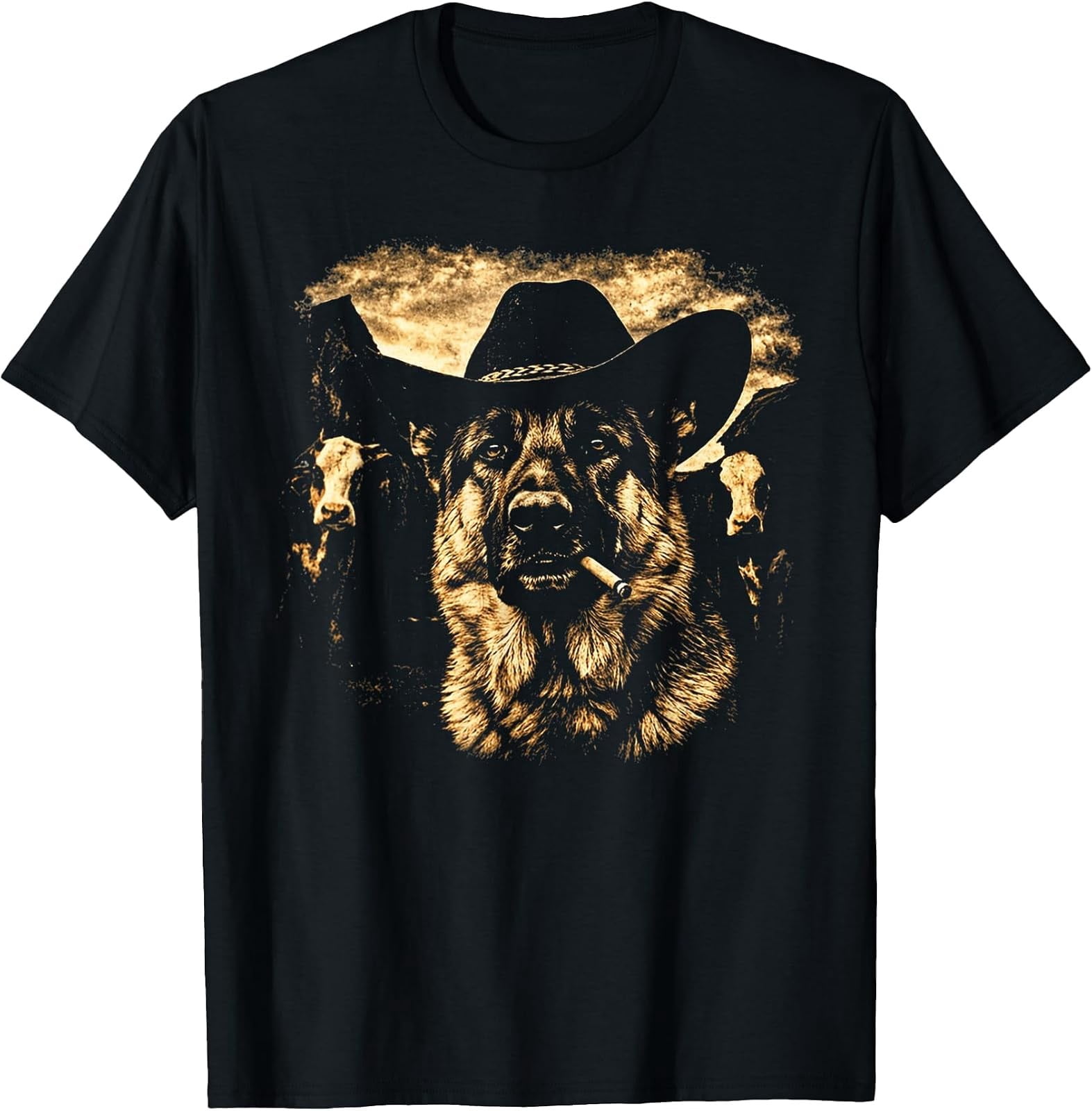 German Shepherd Cowboy Graphic Tee with Western Style Design - Walmart.com